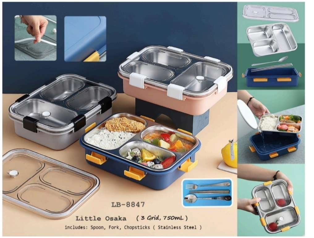 Three compartment Durable insulated lunch boxes- Tiny Grews