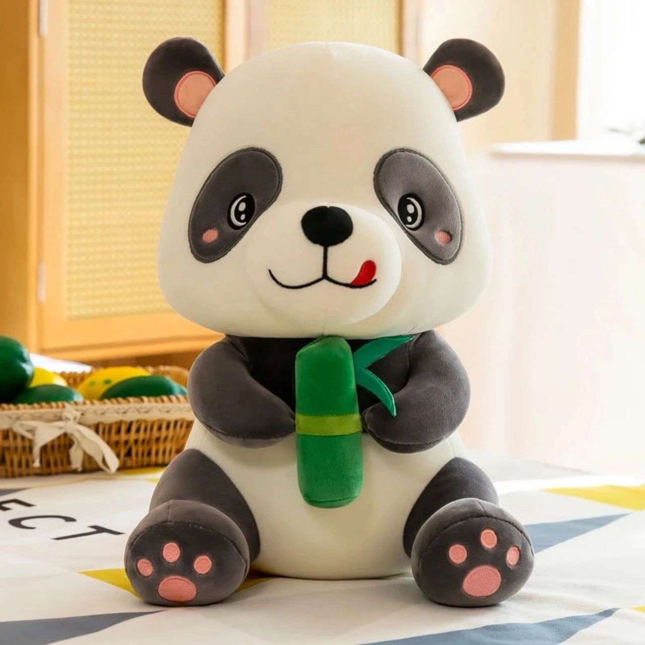 Cute Plush Panda with Bamboo Soft Toy for Kids (35 Cm - 1 Single Piece